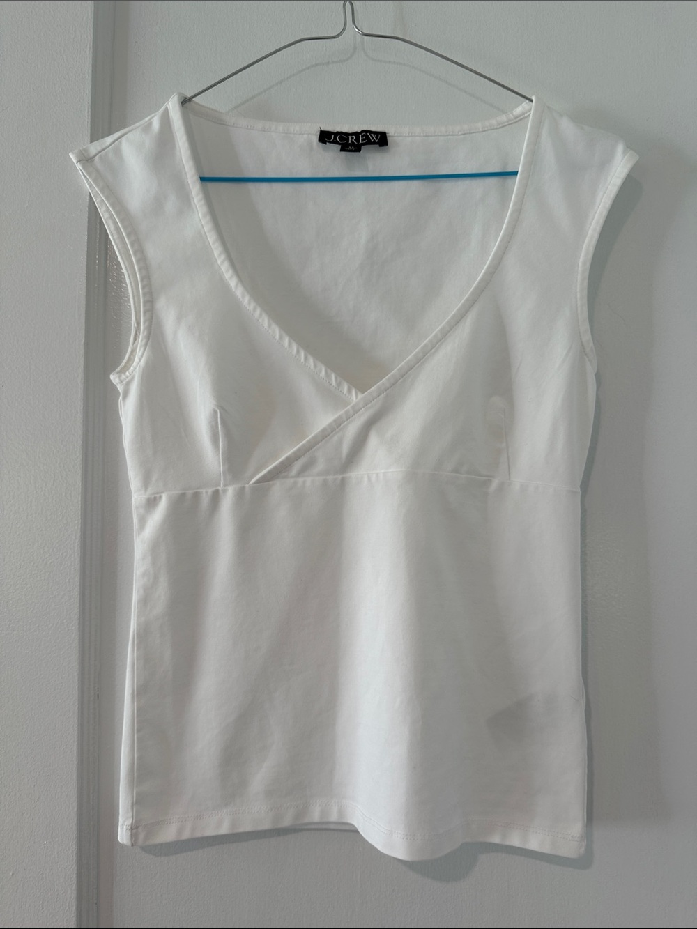 J. Crew White V-Neck Wrap-Front Tank